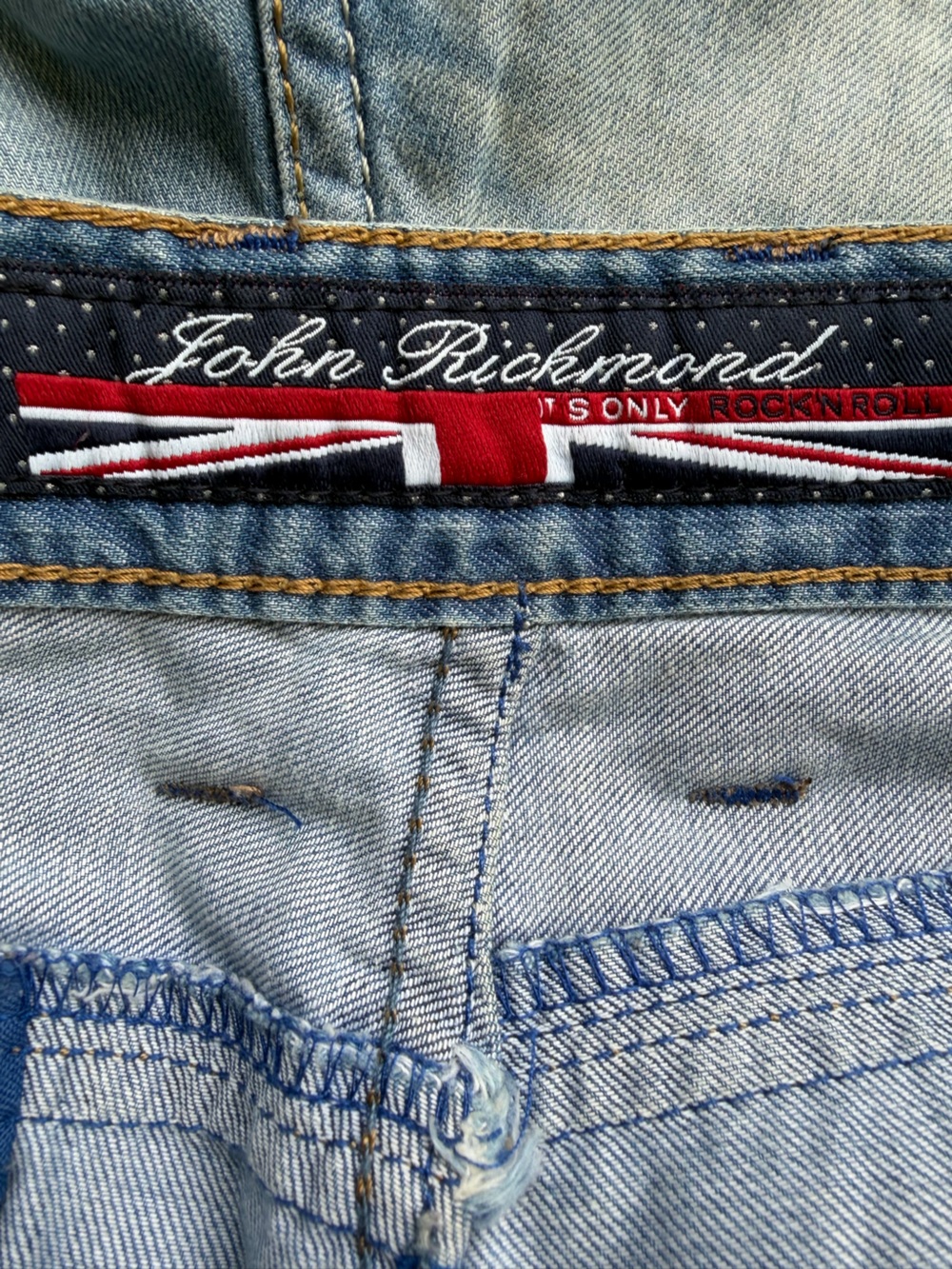 John Richmond “It’s Only Rock N Roll” Denim Shorts - Picture 8 of 9